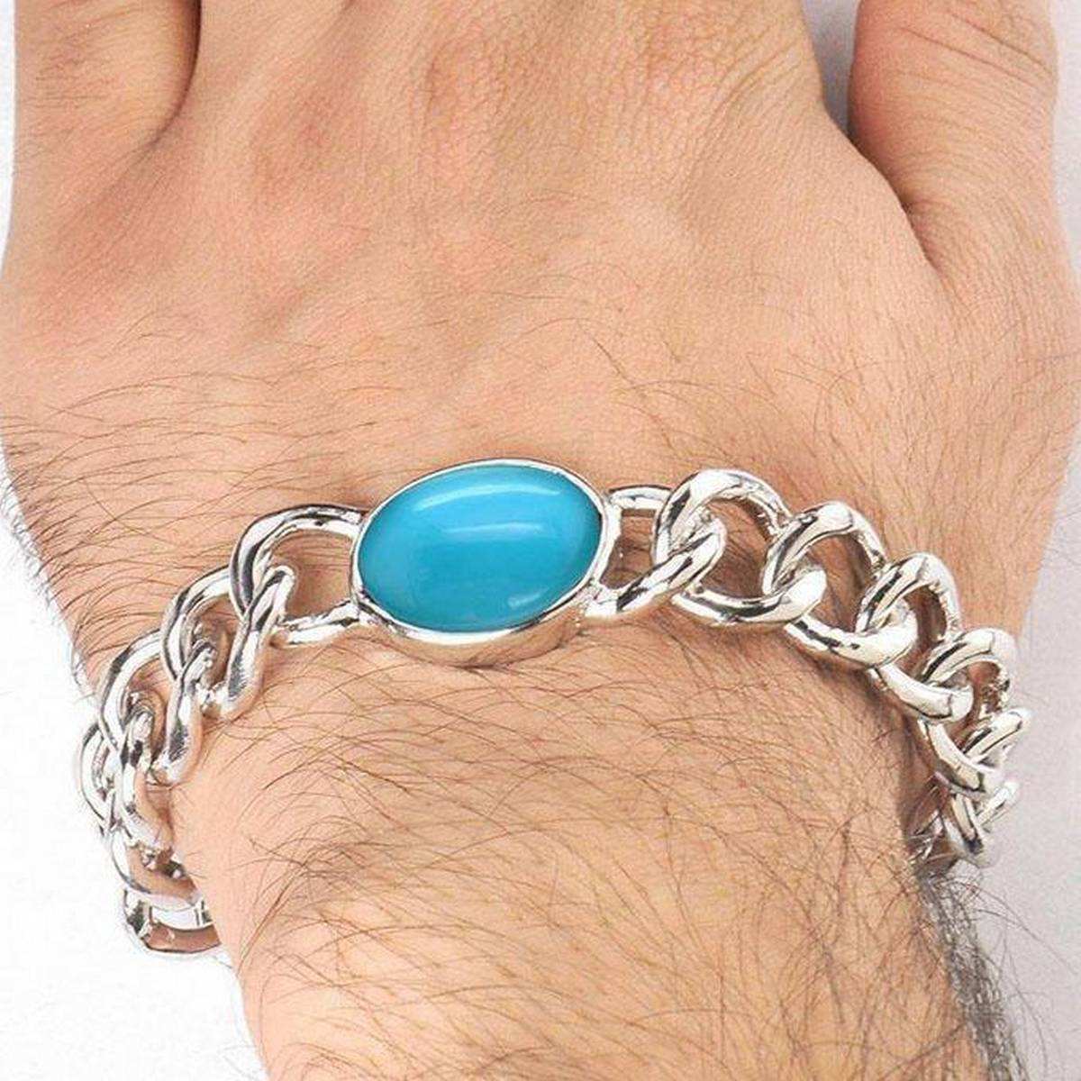 Salman Khan bracelet with blue stone stylist silver